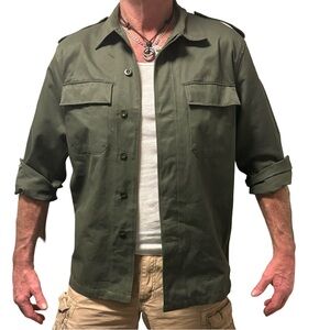 Men’s Vintage Belgian Military Green Utility Shirt - Size 54M US Large